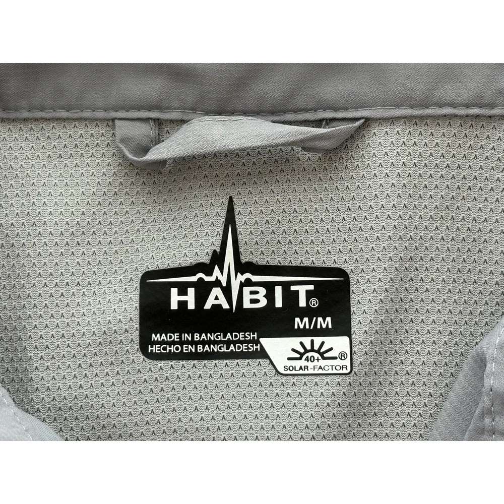 Habit Fishing Shirt Mens Medium Sharkskin UPF‎ 40+ Vented Pockets Performance